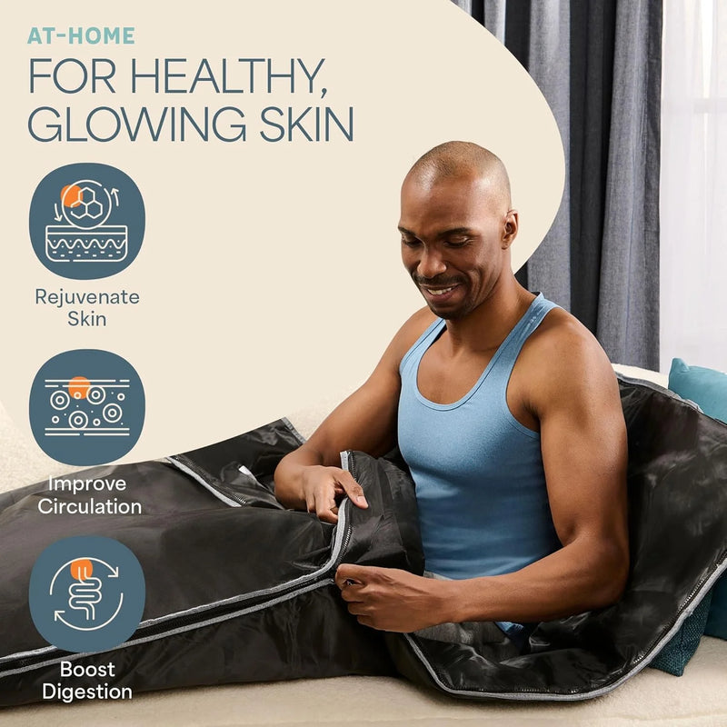 Bioremedy Portable Far-Infrared Sauna Blanket for Weight Loss and Detox - Black