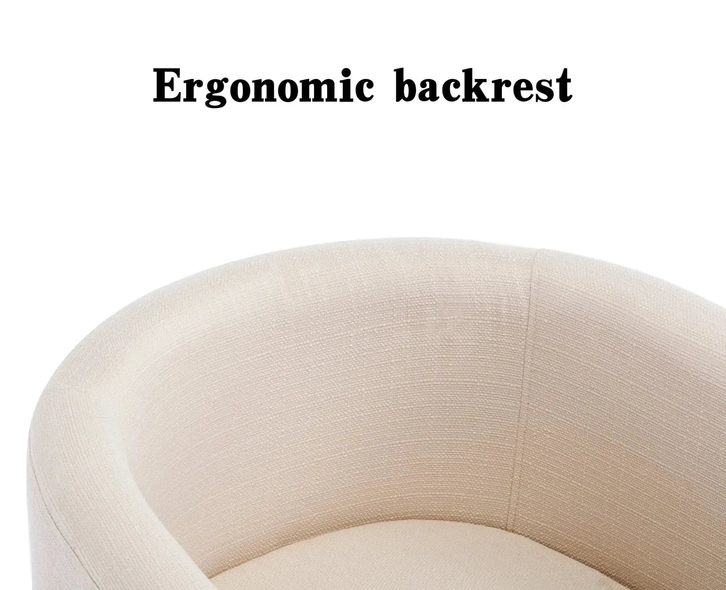 Modern Linen Dining Chair, Mid-Century Upholstered Barrel Kitchen Chairs Fabric Side Chair with Metal Legs and Curved Back for Living Room Dining Room Bedroom, Cream