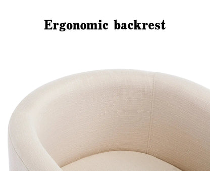 Modern Linen Dining Chair, Mid-Century Upholstered Barrel Kitchen Chairs Fabric Side Chair with Metal Legs and Curved Back for Living Room Dining Room Bedroom, Cream