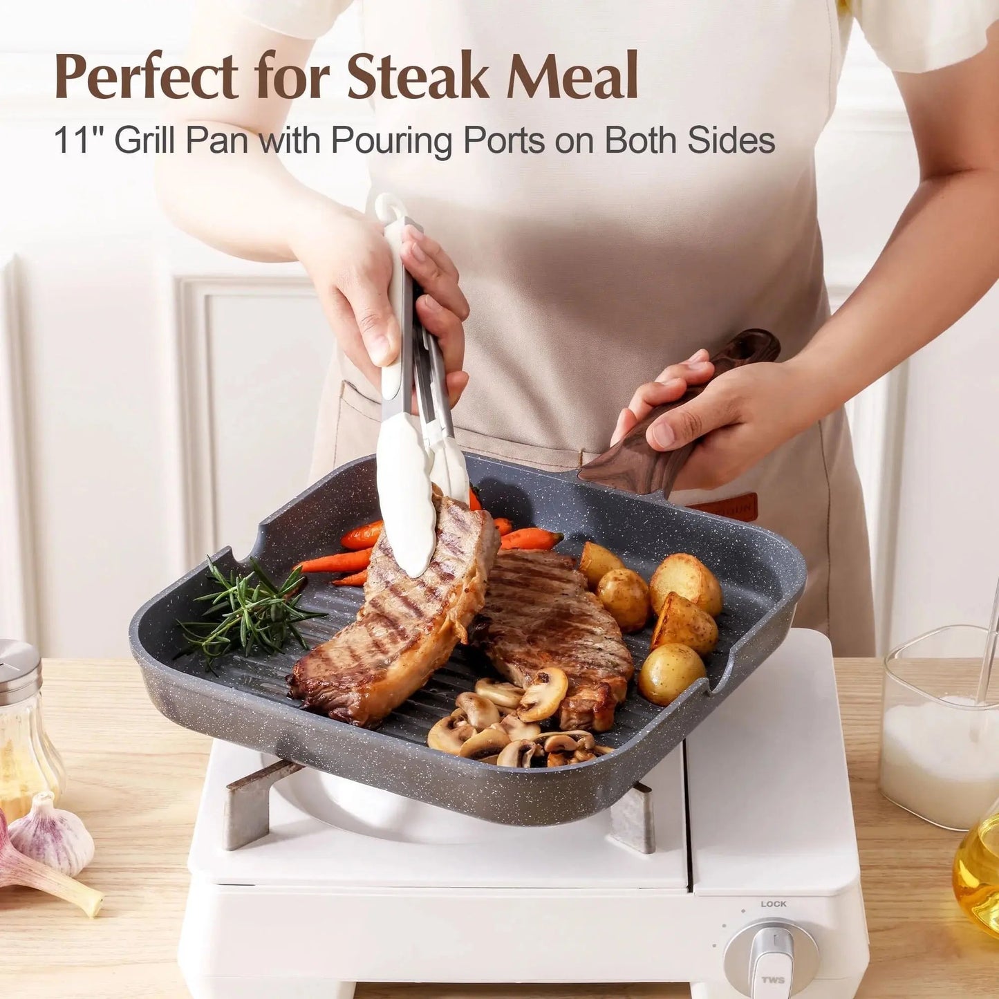 Upgrade Your Kitchen Game with Our 17-Piece Ceramic Nonstick Cookware Set! 🍳✨ Perfect for Healthier Cooking! #KitchenEssentials #HealthyCooking