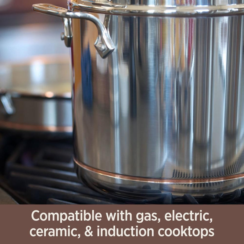 Copper Core 5-Ply Stainless Steel Sauce Pan 3 Quart Induction Oven Broiler Safe 600F Pots and Pans, Cookware Silver