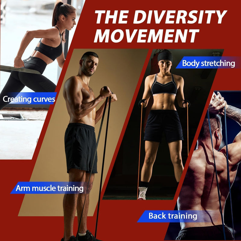 Resistance Bands Set for Pull-Up Assistance & Full-Body Training, Multi-Level Exercise Bands with Bag for Home Workouts, Physical Therapy, Strength Training (Men/Women)