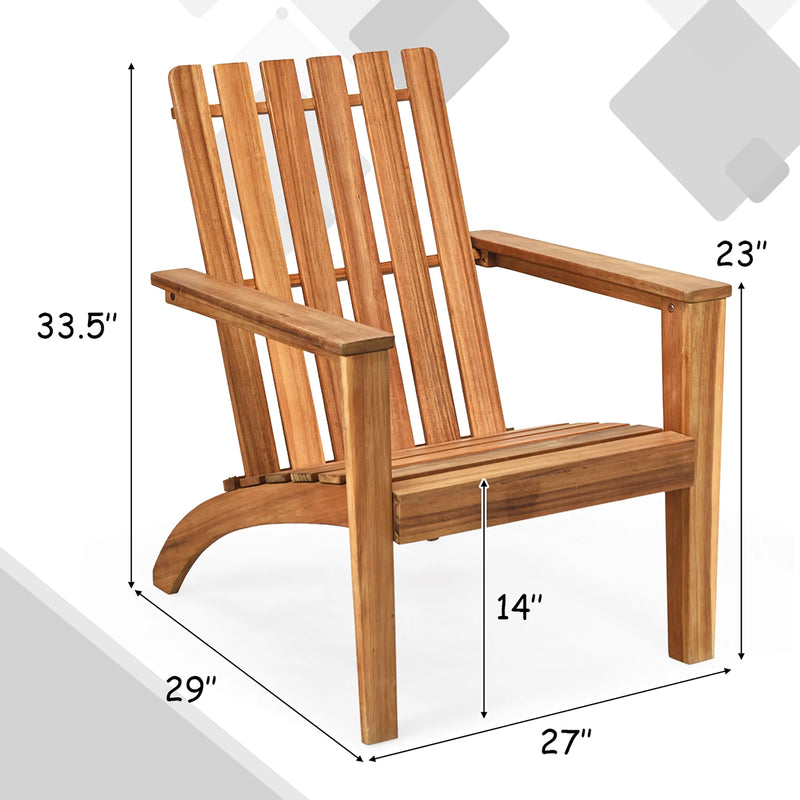 Patio Acacia Wood Adirondack Chair Lounge Armchair Sturdy Outdoor Garden Yard