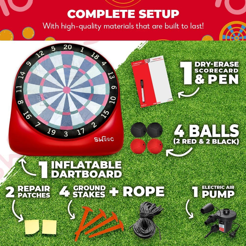 Games - XL Giant Kick Darts (Over 8Ft Tall) with 15+ Games Included - Jumbo Soccer Darts W/Air Pump - Big Inflatable Games - Carnival Games - Giant Outdoor Games & Activities - Giant Yard Games