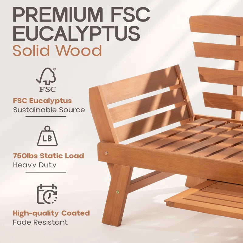 Chill in Style! 🌿✨ Meet the Katinka Eucalyptus Outdoor Daybed Sofa – complete with comfy pillows, a folding armrest, and a handy coffee tray! Perfect for your backyard oasis! ☕🌞