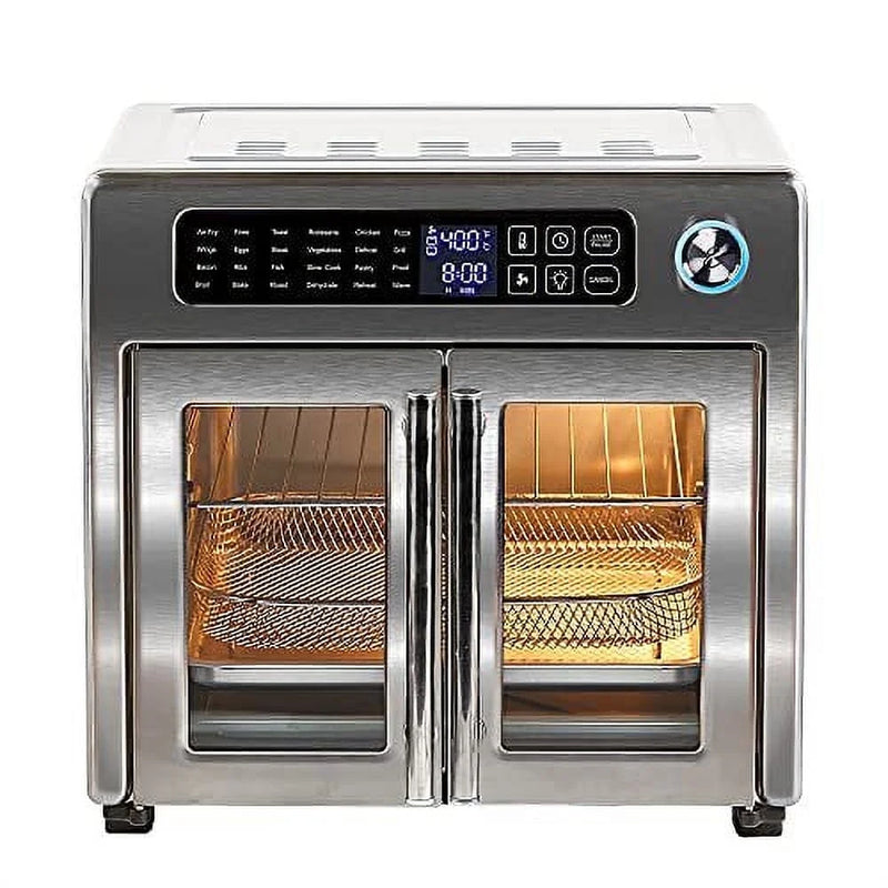26 QT Digital Extra Large Air Fryer, Convection Toaster Oven with French Doors, Stainless Steel