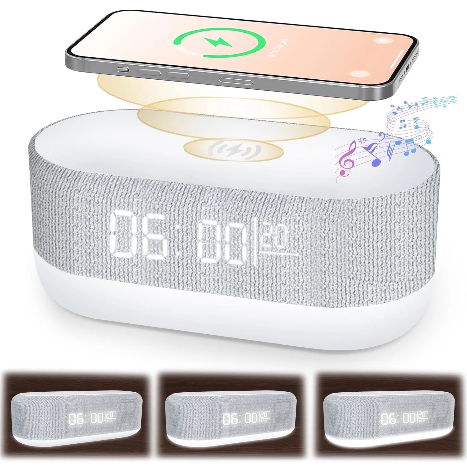 4-in-1 Digital Alarm Clock & Fast Wireless Charger - Dual Alarm, USB Charging, Countdown Timer & RGB Mode for Heavy Sleepers