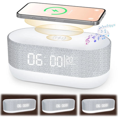 4-in-1 Digital Alarm Clock & Fast Wireless Charger - Dual Alarm, USB Charging, Countdown Timer & RGB Mode for Heavy Sleepers