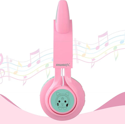 CT-7 Cat Ear Bluetooth Headphones: The Purr-fect Party Animal with LED Lights for Ultimate Fun!