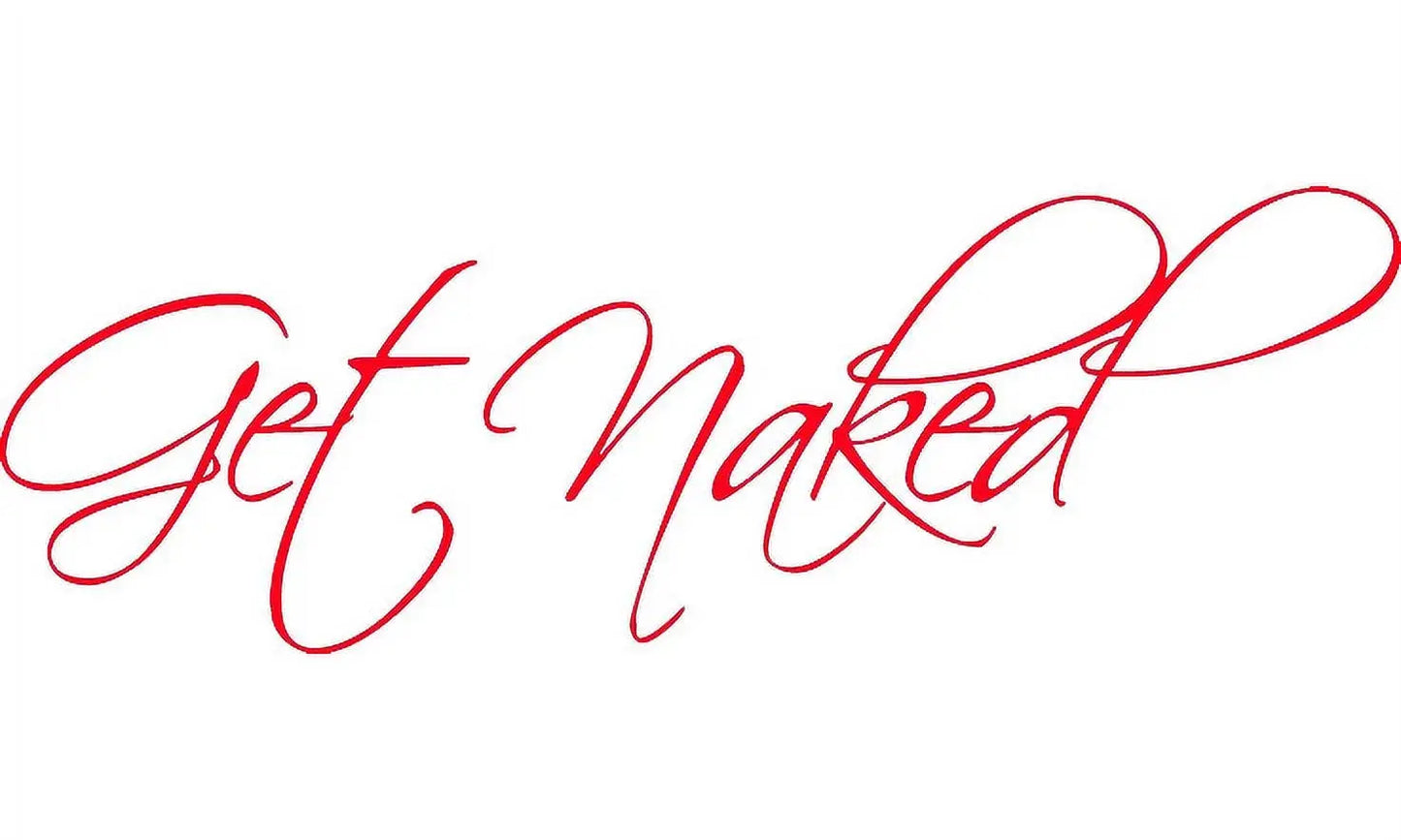 Red 15" X 51" Get Naked Wall Decal Vinyl Bathroom Wall Art Stickers