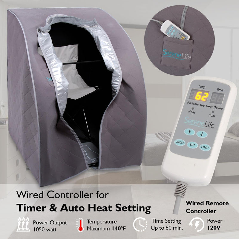 Portable Sauna for Home, Infrared Sauna Tent with Heated Foot Pad and Folding Chair, Compact Personal Rejuvenation Sauna, Remote Control In-Home Spa, 38" X 32” - (Gray)