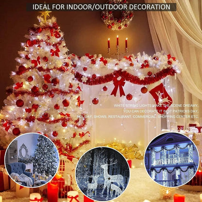 33Ft LED White Fairy String Lights - Perfect for Christmas, Weddings, and Outdoor Decor with 8 Modes and Timer Function