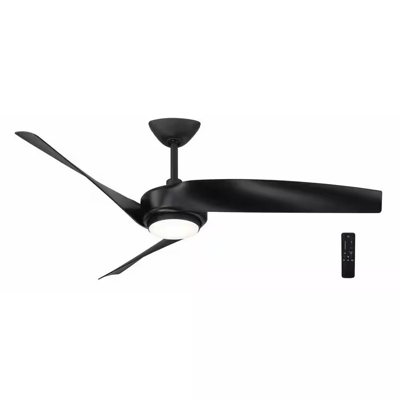 Tudor 56 In. Indoor Brushed Gold with White Blades Ceiling Fan with Adjustable White Integrated LED with Remote Included