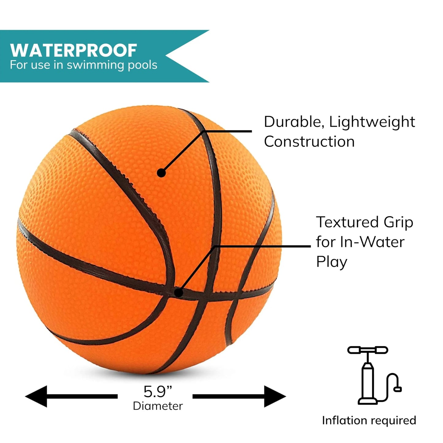 Swimming Pool Water Mini Basketballs 2 Pack | Compatible with Intex Floating Hoops Pool Basketball Game and Other Beach and Pool Games