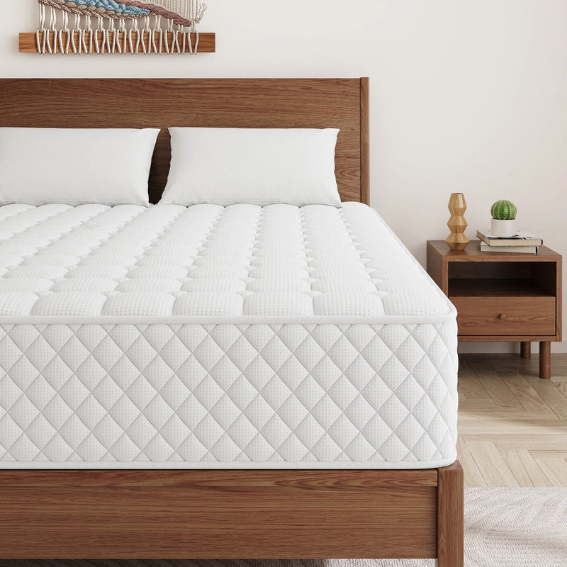 1pc Luxurious MRH Hybrid Mattress - 12 Inches Box-Style Mattress for Home and Hotel Use - Memory Spring, Individually Pocketed Springs, White and Gray, Comfortable Sleeping Solution Our3Designs