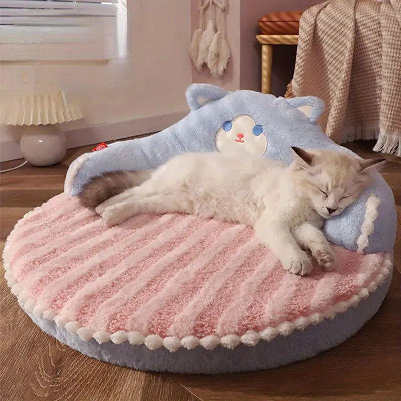 Soft And Durable Round Cat Bed - Removable Pet Mat And Mattress For Small Dogs And Cats - Plush Fabric - Indoor & Outdoor Use - For Pet Owners - Perfect Gift for Pet Lovers Our3Designs