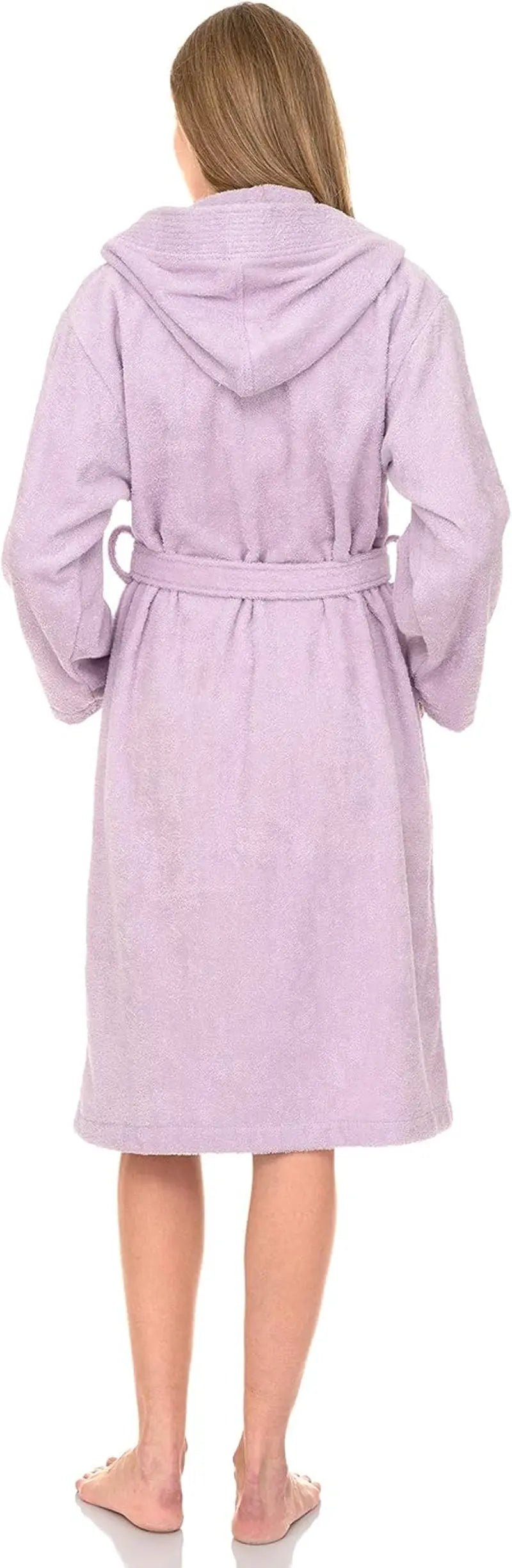 Womens Hooded Robe 100% Cotton Soft Towel Bathrobe Terry Cloth Shower Bath Robes for Women