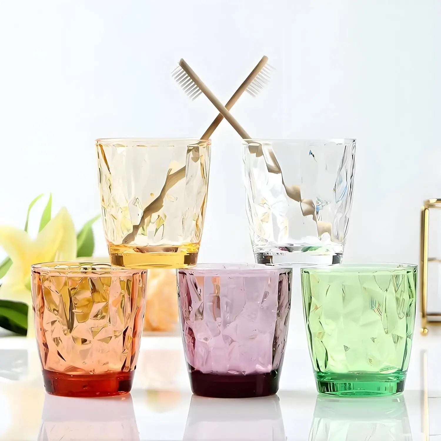 10 Oz Unbreakable Tritan Drinking Glasses Shatterproof Acrylic Glasses Drinkware BPA Free Hard Plastic Cups Reusable Kitchen Water Glasses Drinking Set of 8 (4 Colors)