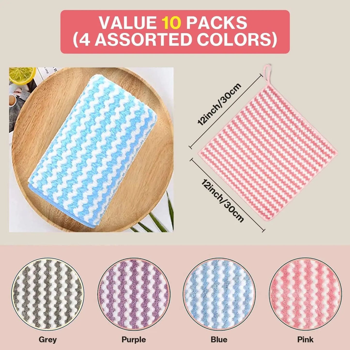 Upgrade your kitchen game with our 10-Pack of 100% Cotton Dish Towels! Perfect for washing, drying, and cleaning—your new kitchen essential! 🧼🍽️✨