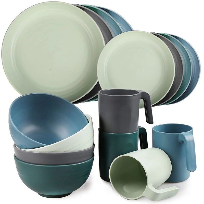 Elevate Your Dining Experience with Our 36PCS Unbreakable Plastic Dinnerware Set - Perfect for 6! 💙✨ Microwave Safe & Lightweight! 🍽️ #Dinnerware #HomeEssentials
