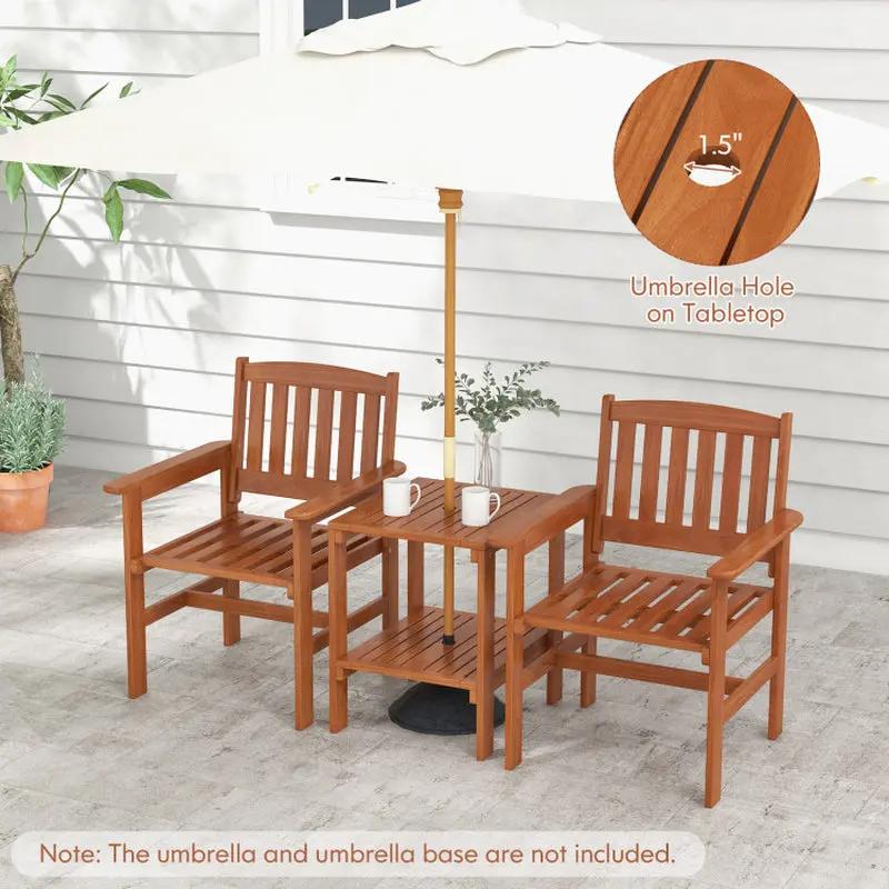 Chic 3-Piece Bistro Set for Your Patio – Perfect for Sunny Days with Umbrella Hole!