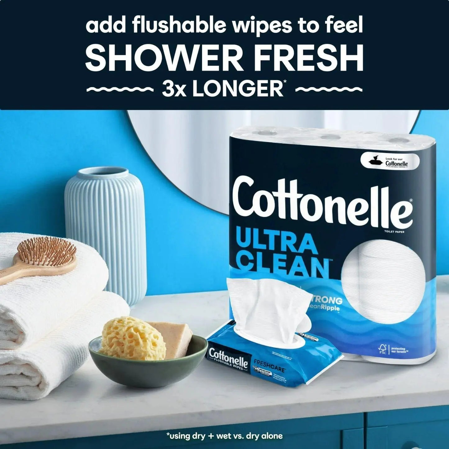 Cottonelle Ultra Clean Toilet Paper, 12 Mega Rolls, 312 Sheets Per Roll (3,744 Total)