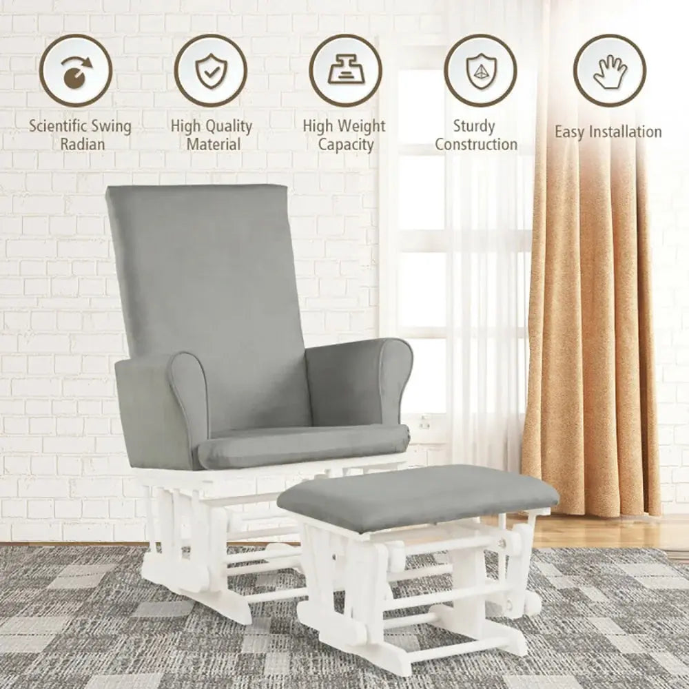 Recliner Chair, Reclining Chair,Lounge Chair,Baby Nursery Relax Rocker Rocking Chair Glider and Ottoman Cushion Set-Gray