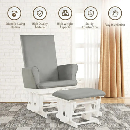Recliner Chair, Reclining Chair,Lounge Chair,Baby Nursery Relax Rocker Rocking Chair Glider and Ottoman Cushion Set-Gray