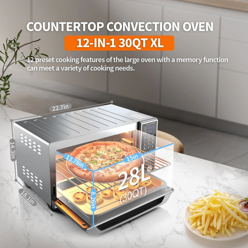 Transform Your Cooking Experience with the WHALL 30QT Air Fryer Toaster Oven – 11-in-1 Smart Cooker with Touchscreen and 4 Essential Accessories!