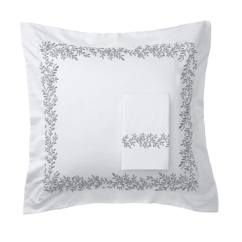600 Thread Count Floral Vine Embroidered Euro Sham Pairs Mélange Home