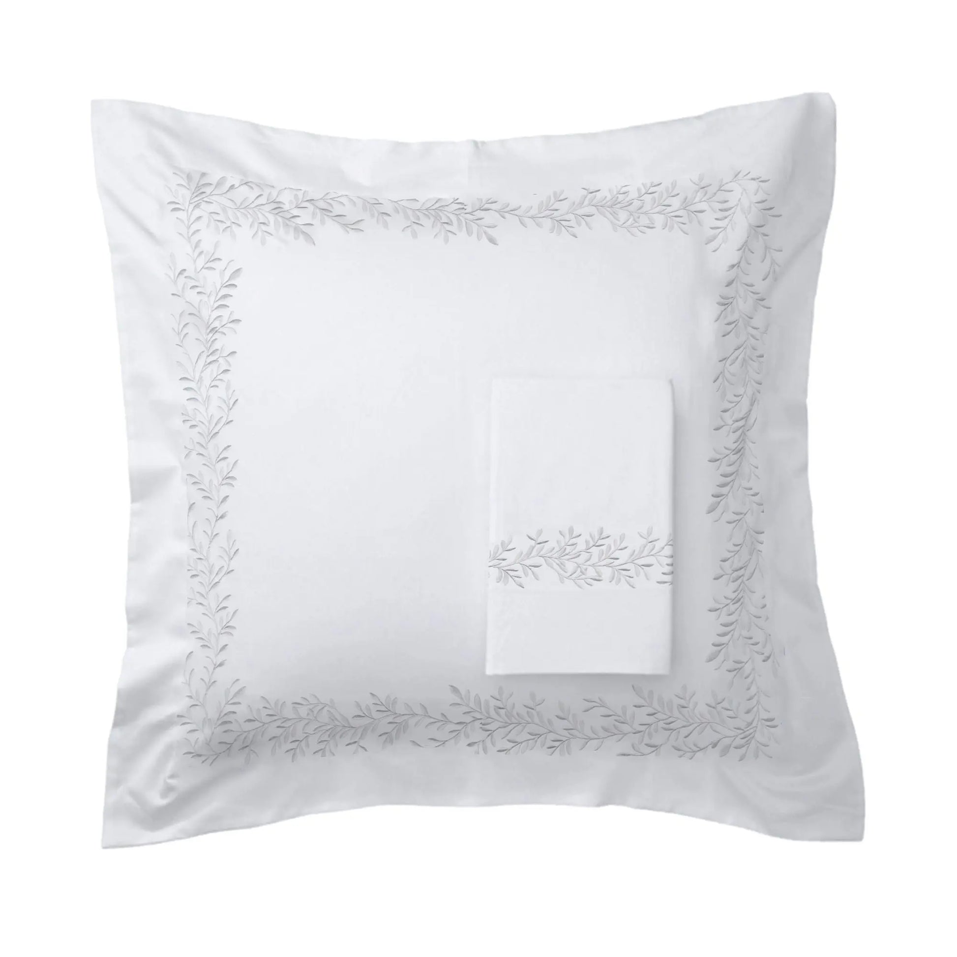 600 Thread Count Floral Vine Embroidered Euro Sham Pairs Mélange Home