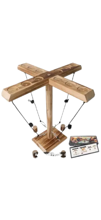 4-Player Wooden Ring Toss Game – Interactive Tabletop Challenge for Family & Friends - Our3Designs