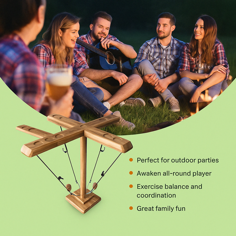 4-Player Wooden Ring Toss Game – Interactive Tabletop Challenge for Family & Friends