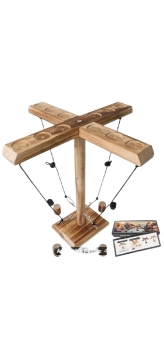 4-Player Wooden Ring Toss Game – Interactive Tabletop Challenge for Family & Friends