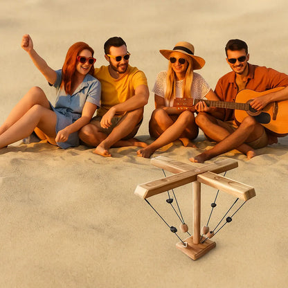 4-Player Wooden Ring Toss Game – Interactive Tabletop Challenge for Family & Friends - Our3Designs