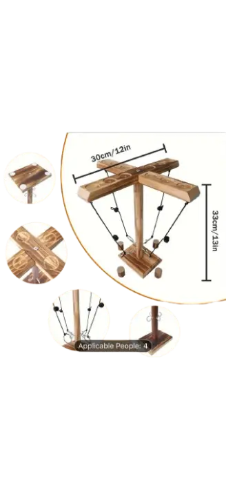 4-Player Wooden Ring Toss Game – Interactive Tabletop Challenge for Family & Friends - Our3Designs