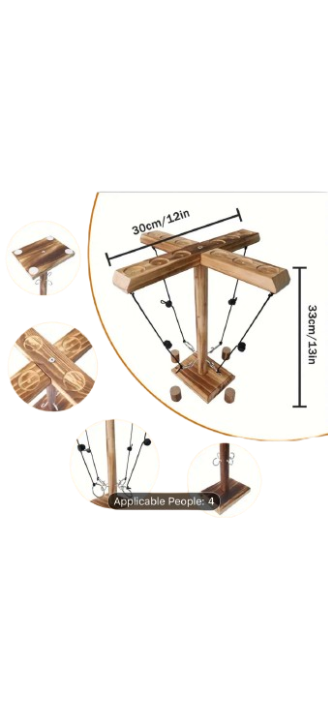 4-Player Wooden Ring Toss Game – Interactive Tabletop Challenge for Family & Friends
