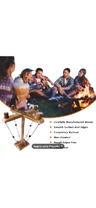 4-Player Wooden Ring Toss Game – Interactive Tabletop Challenge for Family & Friends - Our3Designs