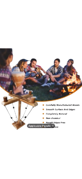 4-Player Wooden Ring Toss Game – Interactive Tabletop Challenge for Family & Friends