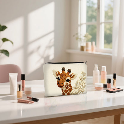 Cute Knitted Style Giraffe Print Cosmetics / School Supplies Bag