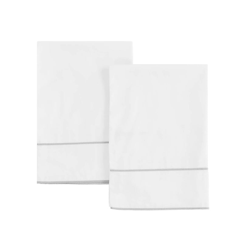 600 Thread Count Framed Sateen Embroidered Cotton Pillowcase Pair Mélange Home