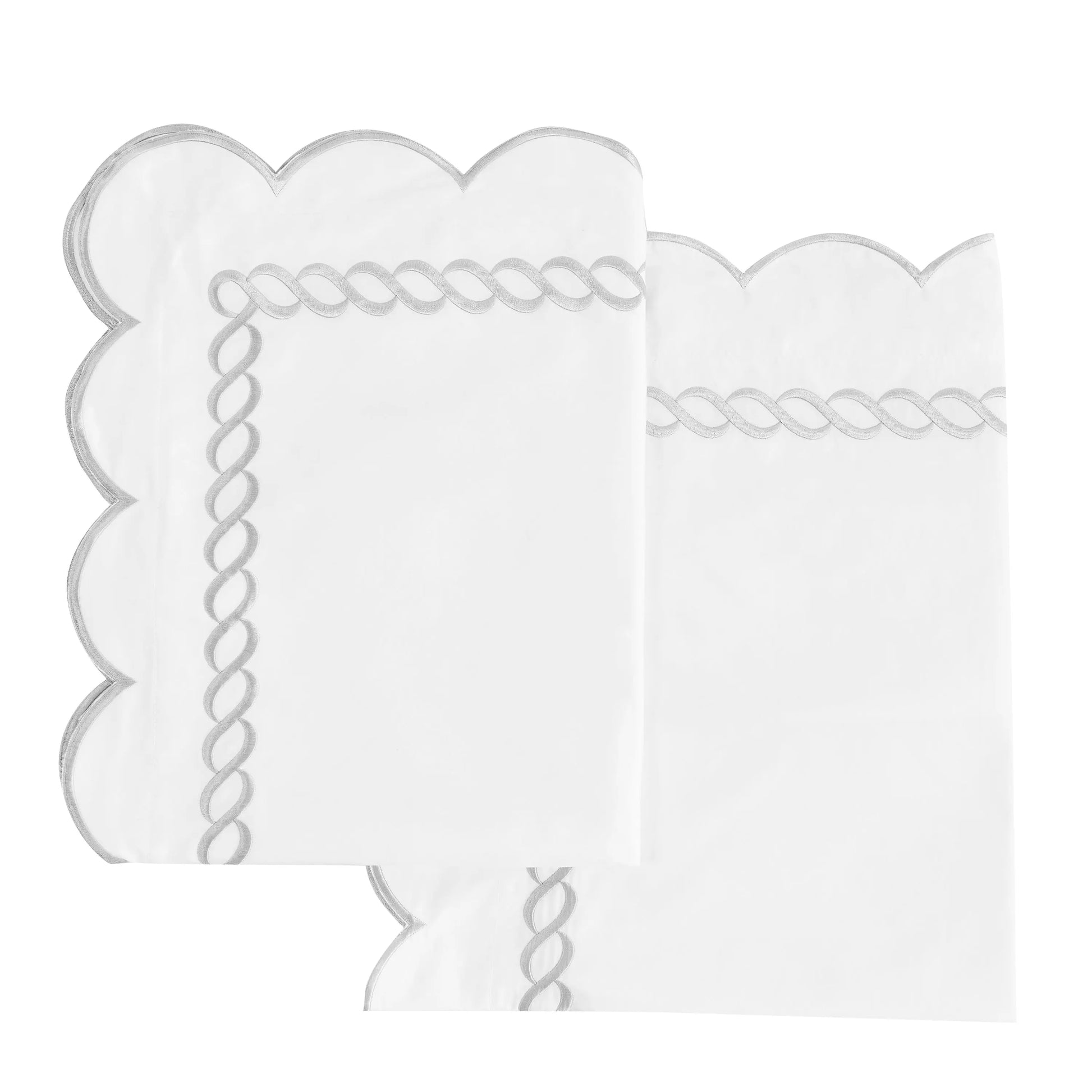 600 Thread Count Scallop Rope Embroidered Cotton Euro Sham Pair Mélange Home