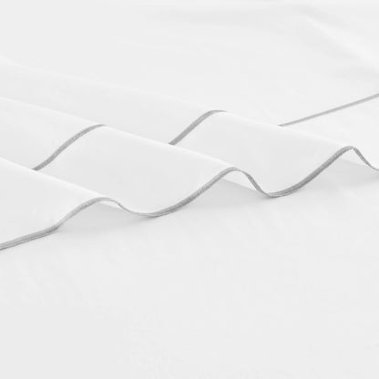 600 Thread Count Framed Sateen Embroidered Cotton Pillowcase Pair Mélange Home