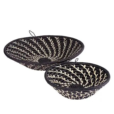 Large Black White Woven African Basket Reflektion Design