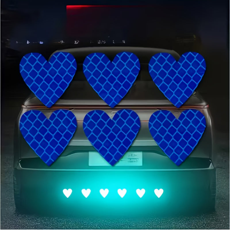 6 pieces Reflective Stickers | Heart-Shaped Design