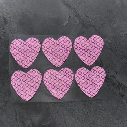 6 pieces Reflective Stickers | Heart-Shaped Design
