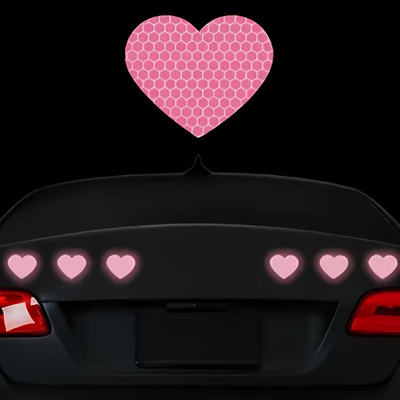 6 pieces Reflective Stickers | Heart-Shaped Design
