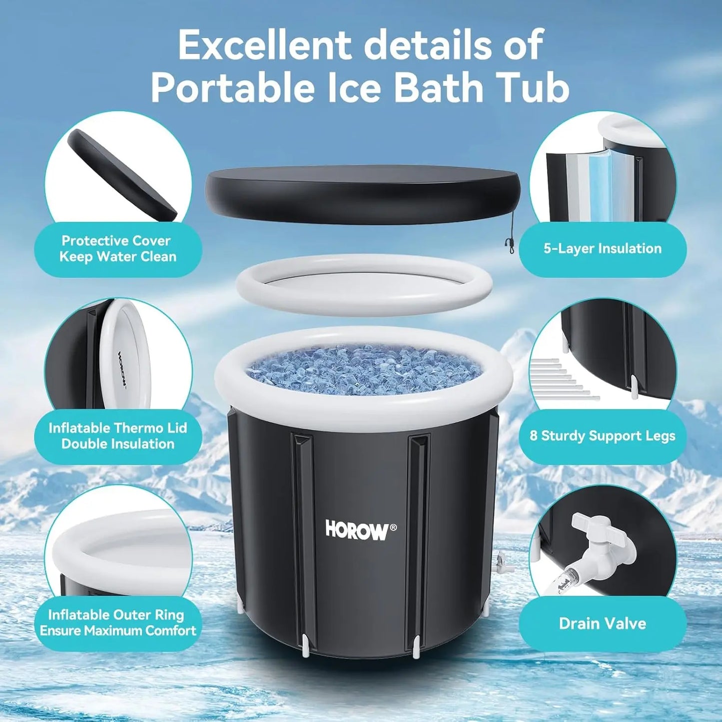 Ice Bath Tub for Athletes – Complete Starter Pack – 110 Gal Portable Ice Pod Barrel