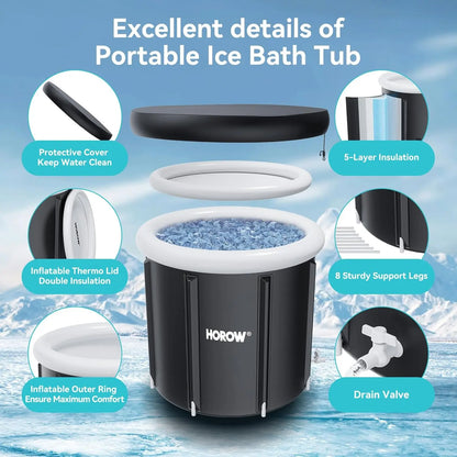 Ice Bath Tub for Athletes – Complete Starter Pack – 110 Gal Portable Ice Pod Barrel