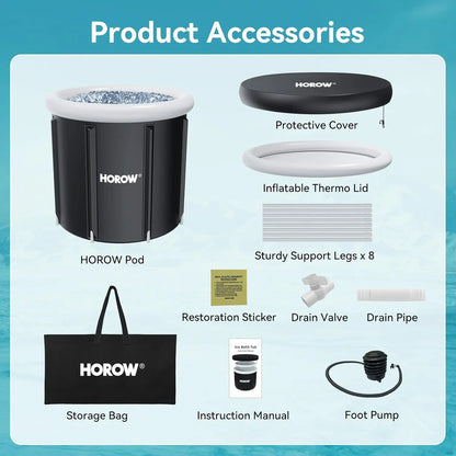 Ice Bath Tub for Athletes – Complete Starter Pack – 110 Gal Portable Ice Pod Barrel